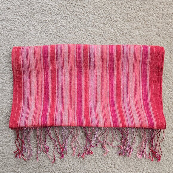 Eddie Bauer Accessories - NWT Eddie Bauer 100% Linen Pink Red Stripe Scarf
